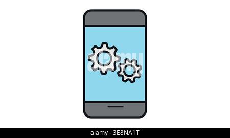 Smartphone settings and mobile optimization icon Stock Vector