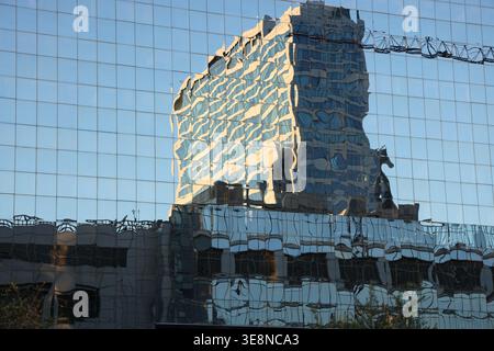 The glass mirrors in a building in Santiago, Chile Stock Photo