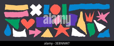 Torn paper edge frames with ripped edges and jagged shapes set. Stock Vector