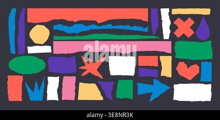 Torn paper edge frames with ripped edges and jagged shapes set. Stock Vector