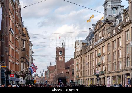 Looking down Damrak, Amsterdam, Netherlands Stock Photo