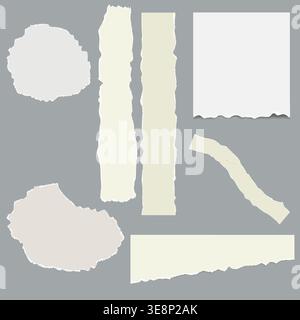 A piece of paper with a torn edge. Vector illustration. Torn paper isolated on a white background. White scraps of paper for scrapbooking, note-taking Stock Vector
