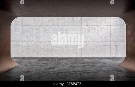 3d Empty room showcasing concrete wall Stock Photo