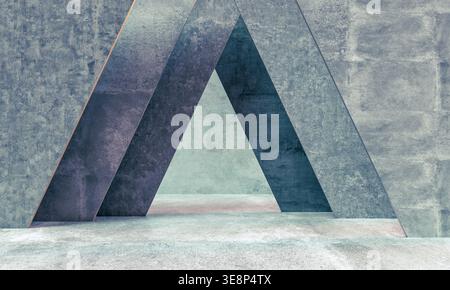 3d Concrete textured geometric corridor Stock Photo