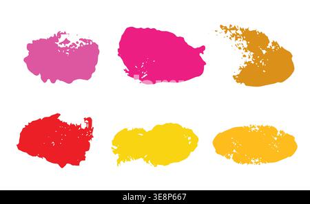 Set of grunge splatters and spots isolated abstract design elements on white background. Hand drawing paint brush vector illustration for ink paint, d Stock Vector
