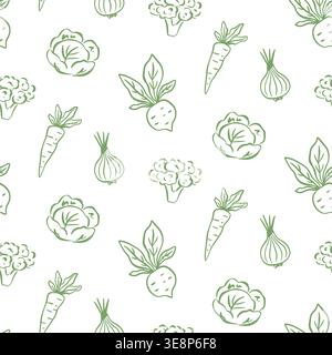 Seamless vegetable vector pattern with vegetables Stock Vector