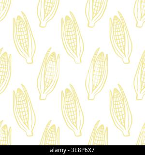 Seamless corn pattern line art style background Stock Vector