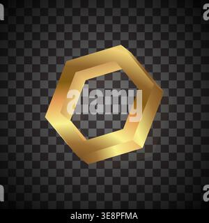 Hexagon vector logo design template. gold impossible font ,symbol, Stock Vector