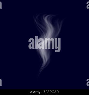 Delicate white cigarette smoke waves on transparent background Stock Vector