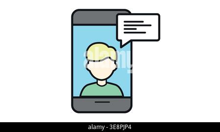 Smartphone video call and mobile consultation icon Stock Vector