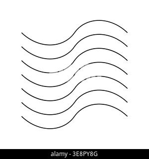 Wavy line set. Parallel flow Vector. Ocean wave symbol. Fluid motion pattern. Stock Vector