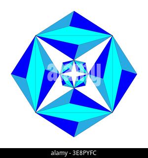 Bright blue star. Sharp faceted Vector figure. Symmetric geometric ornament. Cold diamond sapphire jewel shapes craft. Stock Vector