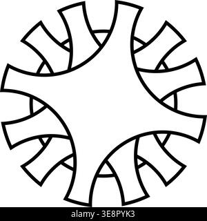 Circular line Vector. Gear shape icon. Thick stroke ornament. Abstract black symbol. Stock Vector