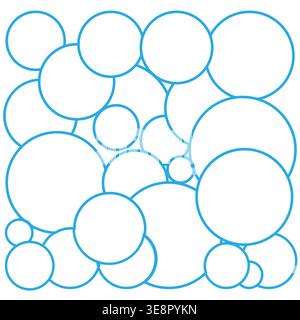 Transparent blue circles set. Simple round shapes Vector. Soft background pattern detail. Overlapping bubble ring layout. Stock Vector