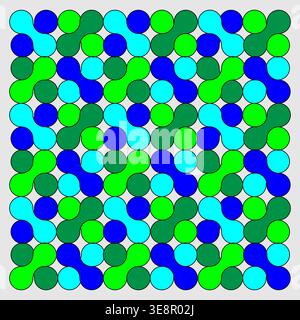Colorful round pattern. Tiling geometric shapes. Repeating Vector texture. Blue green background. Stock Vector