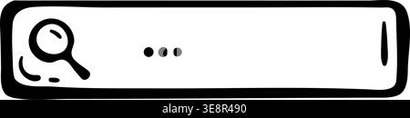 Search Bar icon for web navigation. Hand drawn doodle illustration of address input field with magnifying glass. Stock Vector