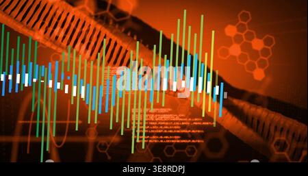 Displaying braided conduit running diagonally in virtual graphic, showing multicolor bars, hex code Stock Photo