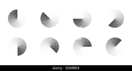 Abstract gradient circle with grainy texture and noise effect. Geometric pattern featuring stippled dots creates vintage halftone background for Stock Vector