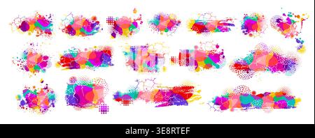 set colored isolated blots on white background. Hand drawn. Not AI, vector illustration. Stock Vector