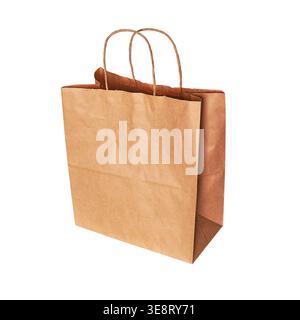 Sturdy Brown Paper Shopping Bag with Twisted Handle for Eco-Friendly Retail and Packaging Solutions Stock Photo