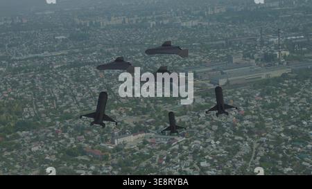 Interceptor drones against the sky in the Carpathians 3D model of an ...