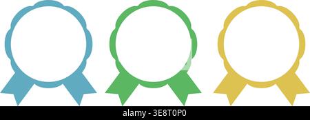 Medal icons set – gold, silver, bronze awards, achievement symbols Stock Vector