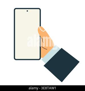 businessman's hand holding smartphone with blank screen - vector illustration Stock Vector