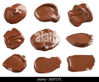 Chocolate paste smears isolated on white, set Stock Photo