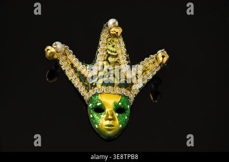 traditional Venetian Carnival mask, specifically a style often associated with the Commedia dell'arte characters. Stock Photo