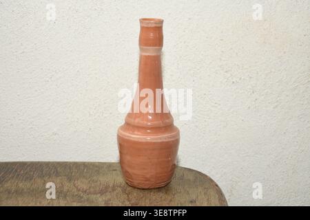 Artistic handmade ceramic clay brown terracotta pots Stock Photo