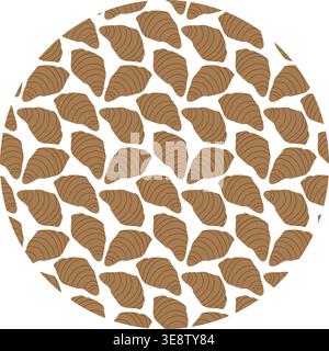 Circle background made of Hand drawn Croissants International Croissant Day Minimalistic flat design. Isolated Vector illustration Price list or Menu Card Fond Print Materials, leaflets, digital paper Stock Vector