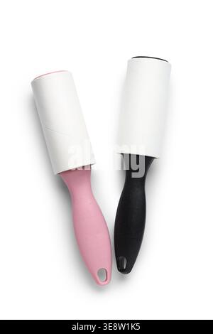 Sticky lint rollers on white background Stock Photo