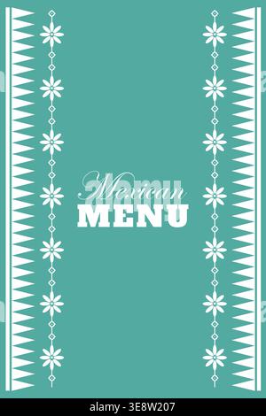 Fresh green Mexican menu cover with decorative borders, suitable for eco-themed or modern restaurant branding Stock Vector