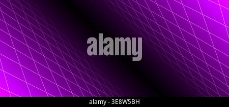 Pink glow neon wireframe background. Shining checkered grid floor plane in deep perspective. Bright purple futuristic diagonal wallpaper. Arcade game sci fi matrix rotating surface. Vector backdrop Stock Vector