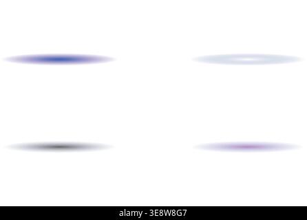 Soft glow oval shadow overlays set, realistic blur light effects for product display, floating shadow collection on transparent background Stock Vector