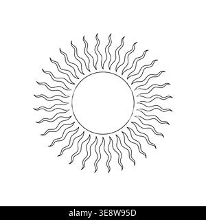Abstract sun in sacred geometry style with precise radial symmetry. Clean line art suitable for tattoo design spiritual symbols meditation graphics an Stock Vector