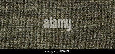 Dark olive green coarse woven burlap fabric texture background close-up Stock Photo