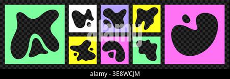 Bold vibrant retro collage Template. Geometric Frame set for social media. Perfect for fun poster, flyer, or presentation with y2k blob or organic Stock Vector