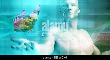 Human Integration Framework Presenting Sustainable Future Vision Stock Photo