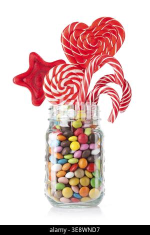 Colorful sweets. Lollipops and candies. Isolated on white background Stock Photo