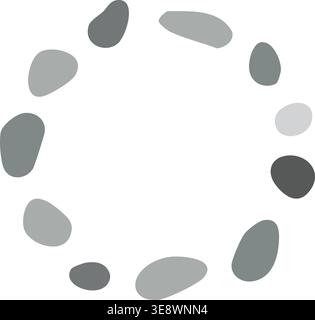 Minimal illustration of an oval arrangement of smooth stones forming a circular ring with varied gray tones. Stock Vector