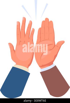Two hands with clapping palms. Conclusion of deal or successful agreement approval. Partners high five. Arms clap. Business people cooperation. Vector Stock Vector