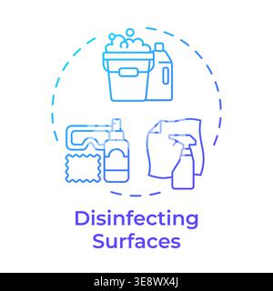 Disinfecting surfaces blue gradient concept icon Stock Vector