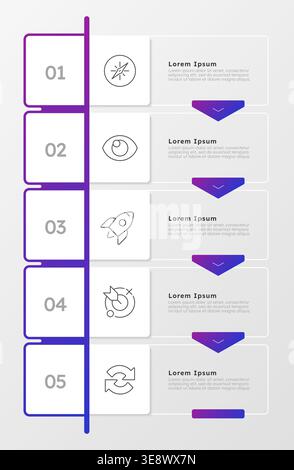 Startup growth roadman presentation blue gradient infographic 5 steps Stock Vector