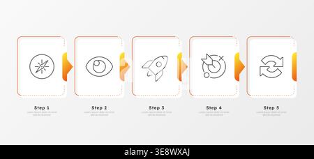 Business technology presentation yellow vertical infographic 5 steps Stock Vector