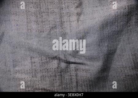 Grey and Off White Cotton Shirt — Grid Pattern with Horizontal and Vertical Lines, Creased Fabric Macro Close-Up and Soft Defocused Backgrounds Stock Photo