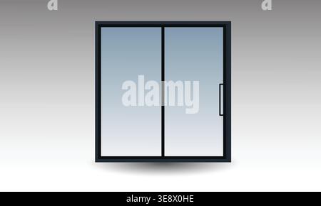 Minimal Sliding Glass Window Icon with Modern Frame Design Stock Vector
