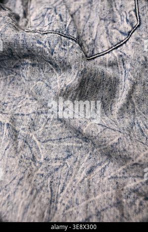 Light Blue and Off White Denim Shirt Macro — Steel Button, Creased Texture and Soft Defocused Backgrounds Close-Up Stock Photo