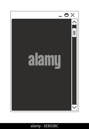 Scrollbar navigation blank monochrome pixel pop-up window Stock Vector