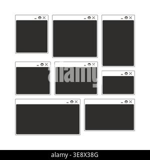 Simple blank monochrome pixel pop-up windows Stock Vector